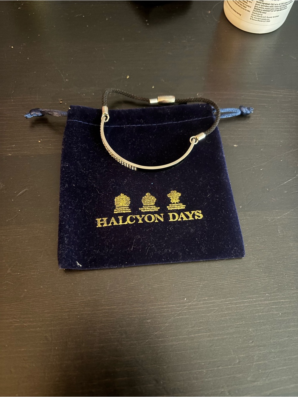 Halcyon Days Silver Bar Bracelet with Black Cord